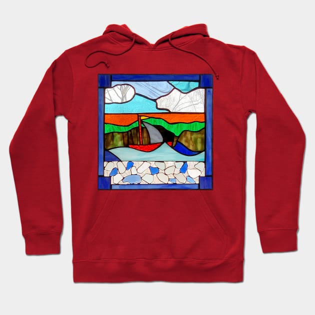 Stained glass boat Hoodie by Zodiart